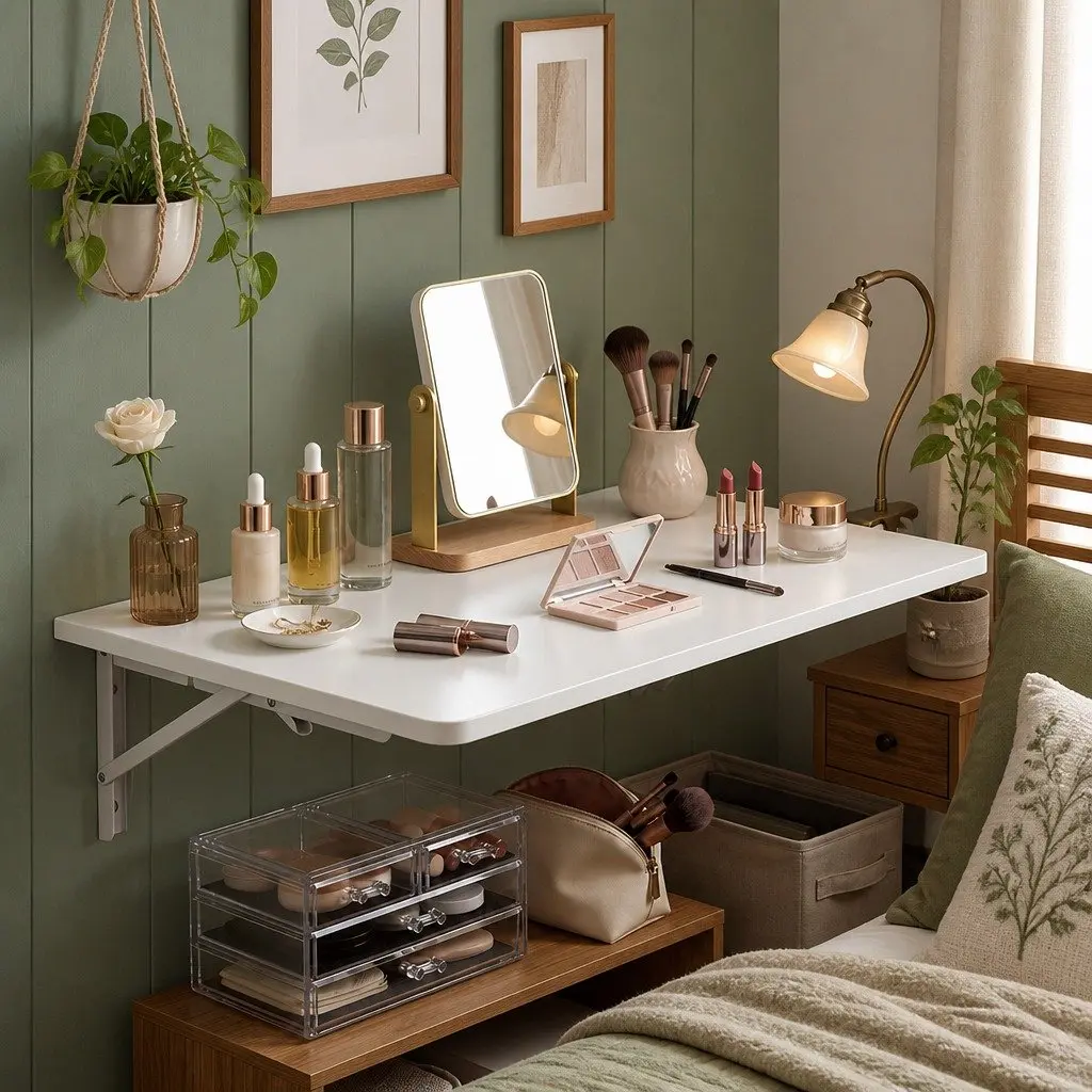 Wall Mounted Folding Table Floating Desk Small Space Workstation Dining Study