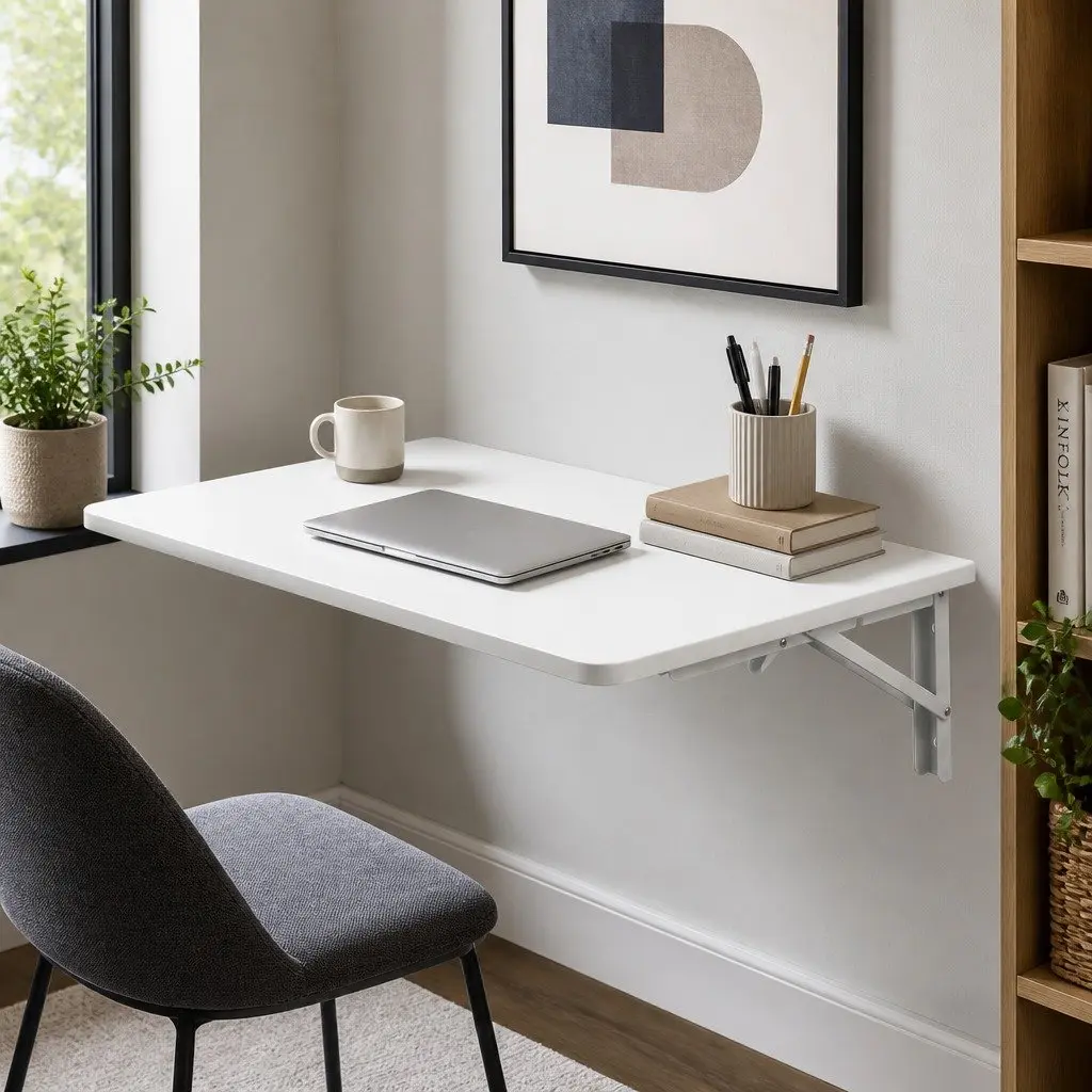 Wall Mounted Folding Table Floating Desk Small Space Workstation Dining Study
