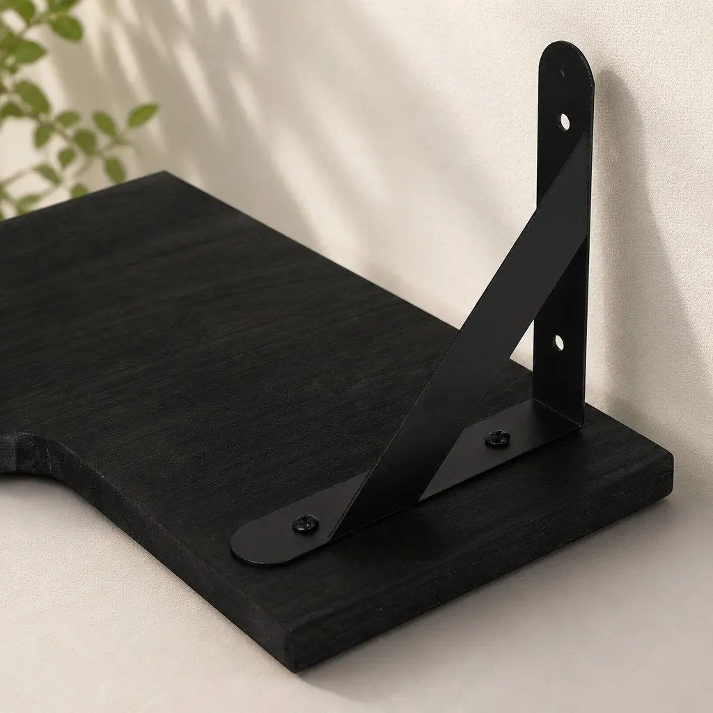 Corner Floating Shelves L-Shaped Wall-Mounted Storage 3 Piece Black