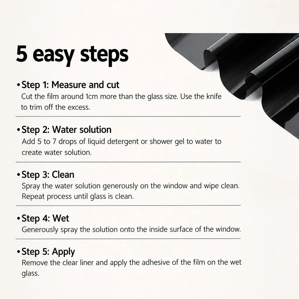 Window Tint Film Roll 5% VLT 76cm x 7m Black Automotive Glass Tinting with