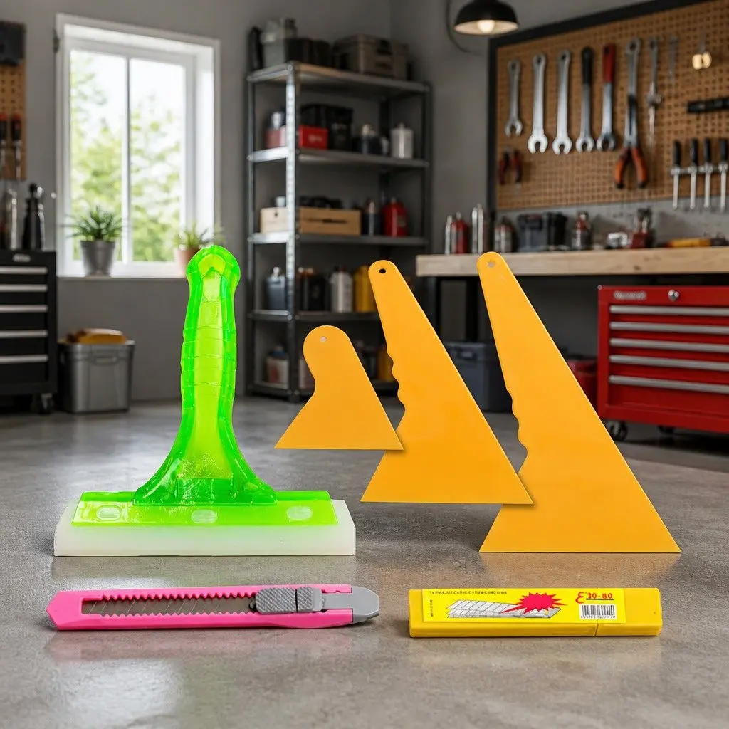 Tint Film Squeegee Scraper Tool Set for Window Application Yellow 5 Piece