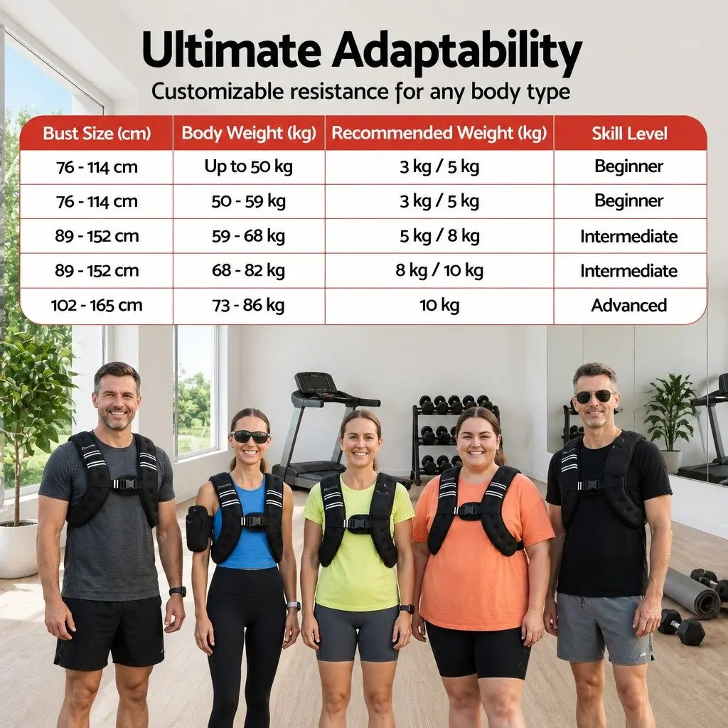 8kg Weighted Vest Training Running Gym Fitness Black