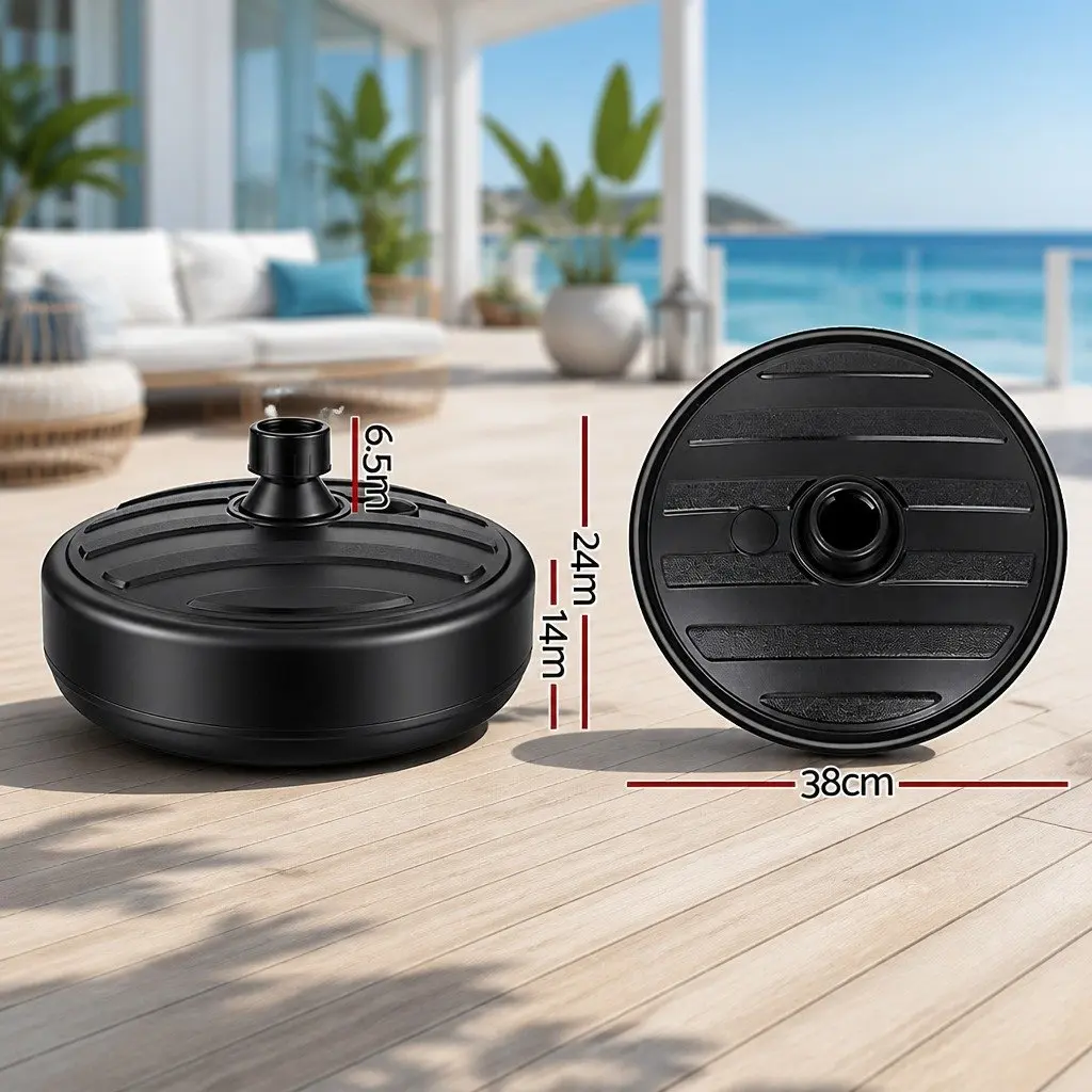 Outdoor Umbrella Base Weight Round Plastic Pole Holder 35-38mm Black