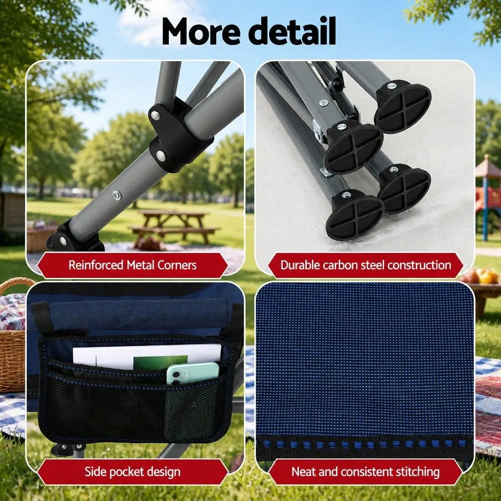 Folding Camping Chair Portable Lightweight Navy Blue Outdoor Moon Seat