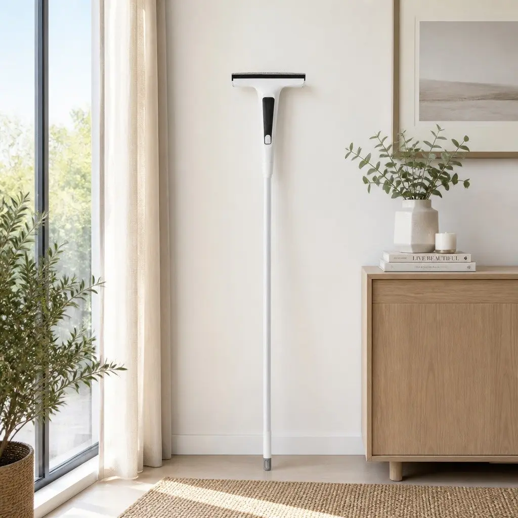 Window Cleaner Squeegee 136cm Extendable Handle Spray Scrub Microfiber Pads White