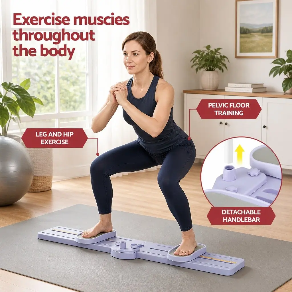 Thigh Hip Exerciser Foldable Ski Leg Trainer Machine Home Fitness Cardio Workout Purple