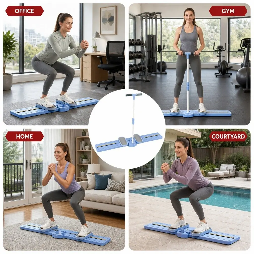 Thigh Hip Exerciser Foldable Ski Leg Trainer Machine Home Fitness Cardio Workout Purple