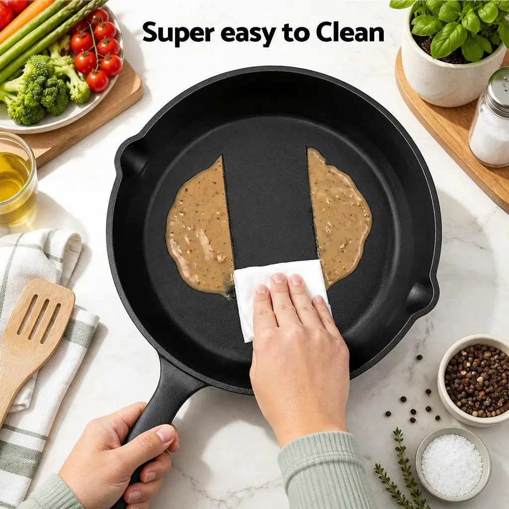 Cast Iron Frying Pan Skillet Set 4 Piece Cooking Induction Gas Black 14cm 16cm 20cm 24cm