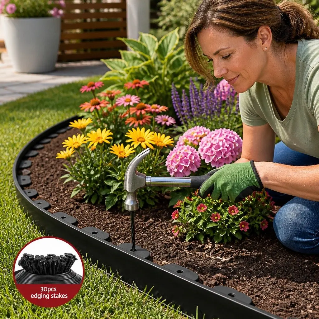 Black Garden Edging with Easy Installation