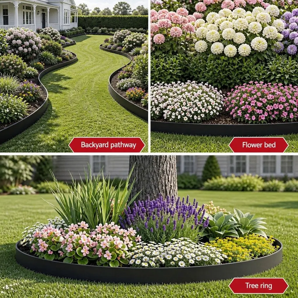 Black Garden Edging with Easy Installation