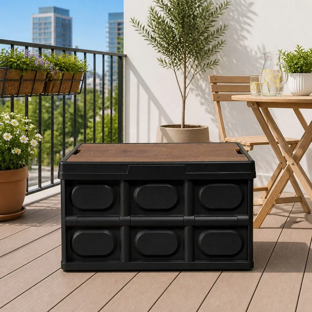 Collapsible Storage Box 50L Outdoor Organizer Black