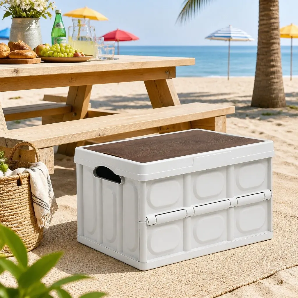 Collapsible Storage Box 50L Outdoor Camping Organizer White
