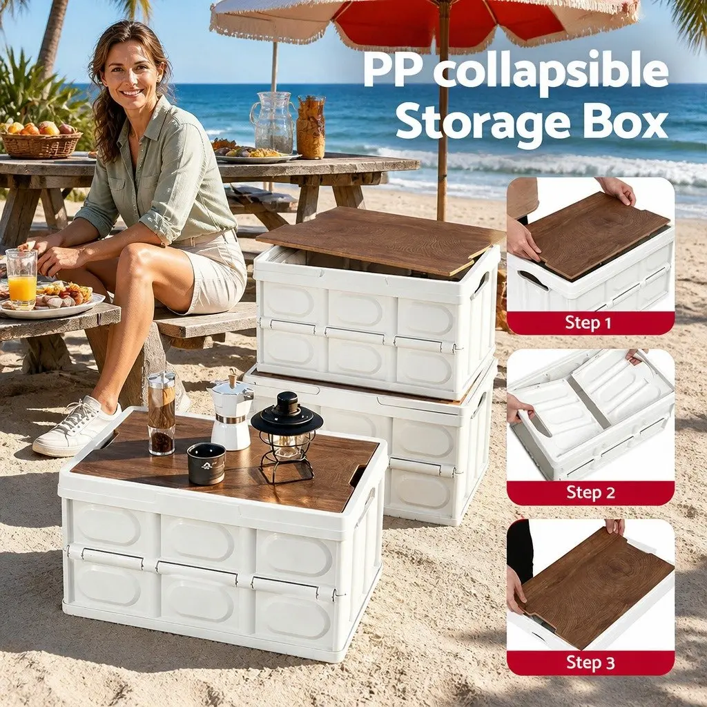 Collapsible Storage Box 50L Outdoor Camping Organizer White