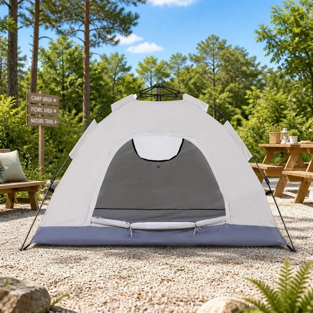Camping Tent Pop Up 2 Person Instant Auto Setup Outdoor Hiking Beige