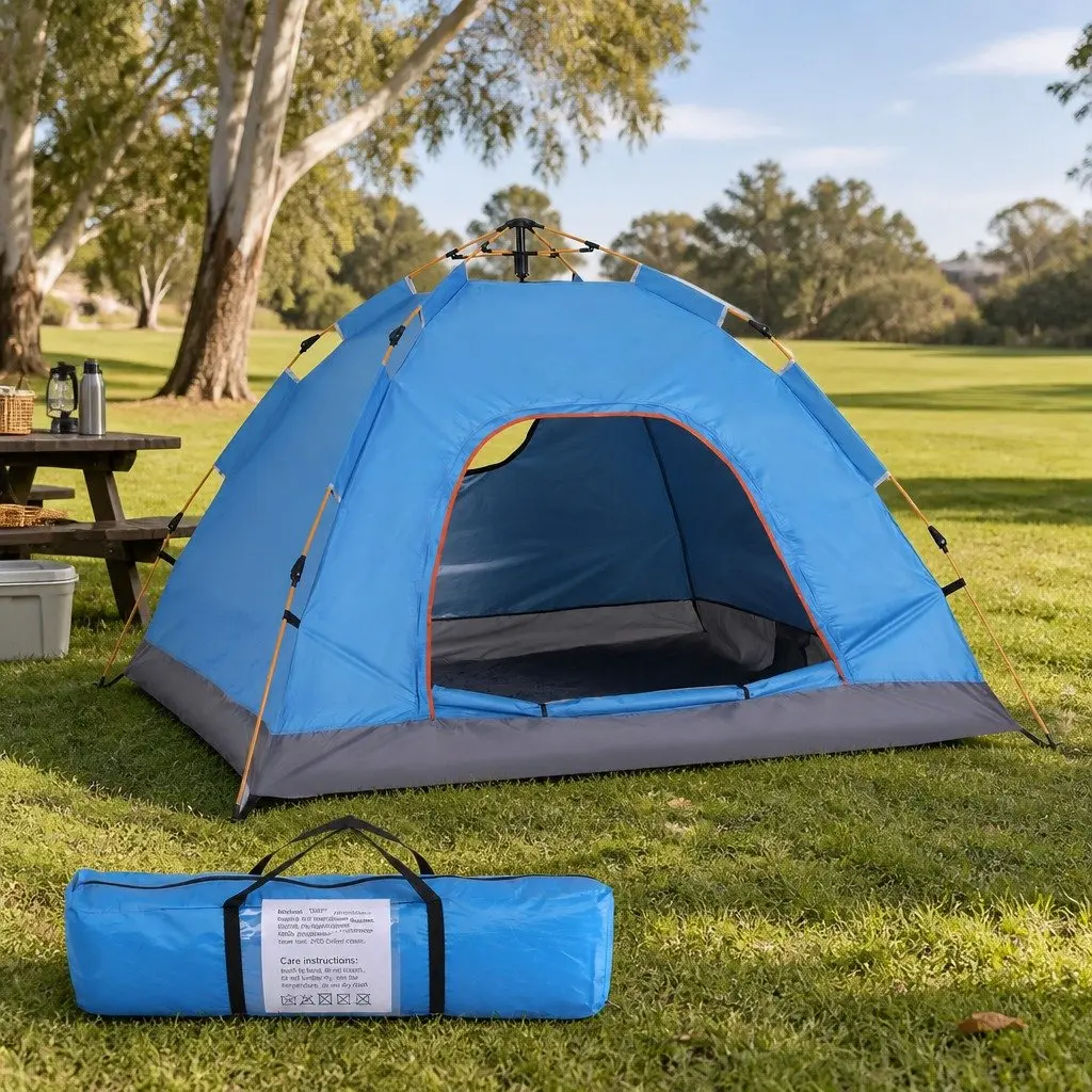 Pop Up Camping Tent 2 to 3 Person Outdoor Hiking Festival Blue
