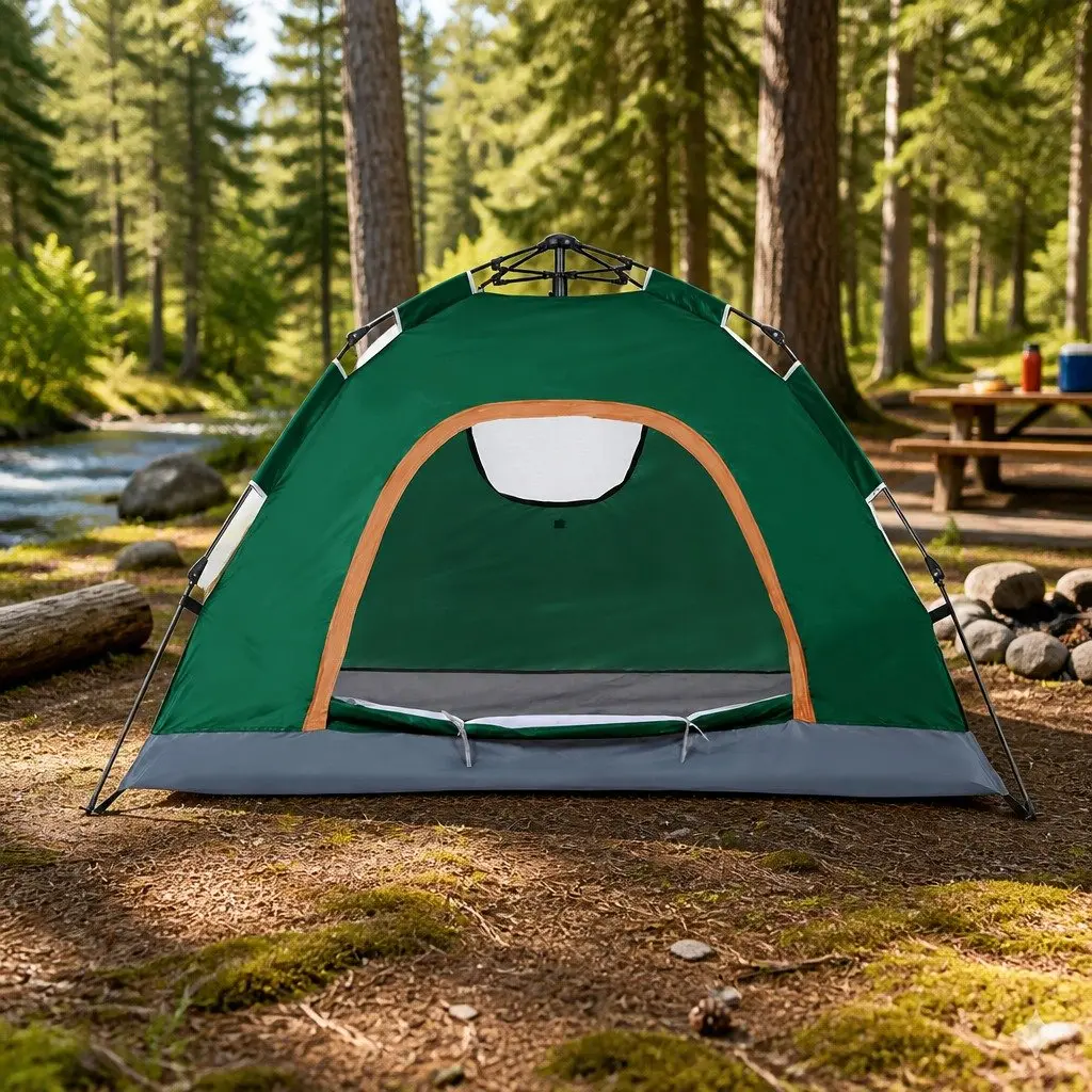Camping Tent 2-3 Person Auto Pop Up Instant Setup Outdoor Hiking Green