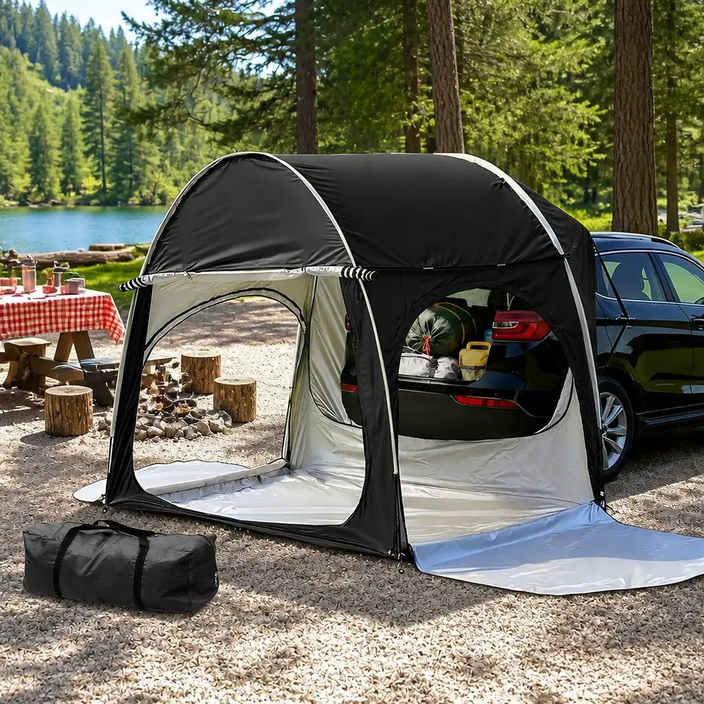 Car Camping Tent SUV Rear Hatchback Portable Outdoor Family Black