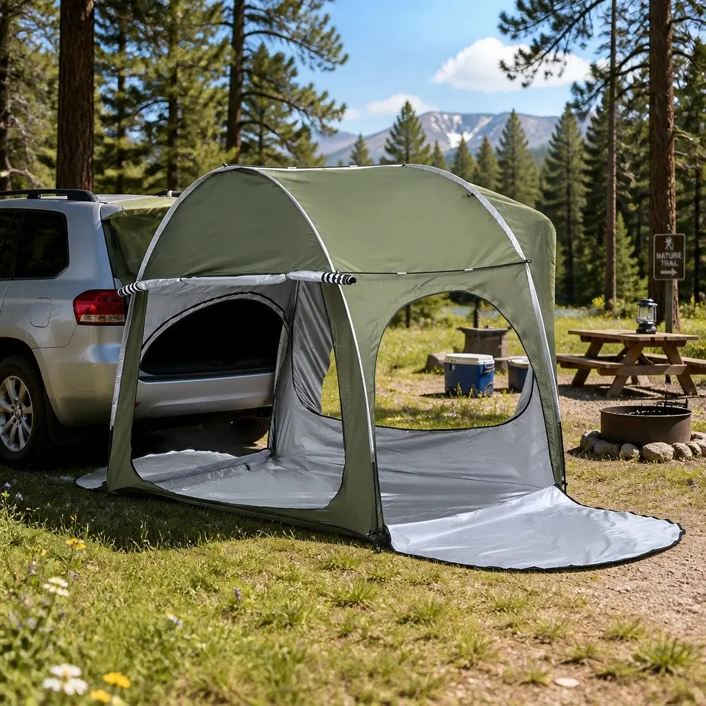Green Camping Tent for SUVs and Hatchbacks