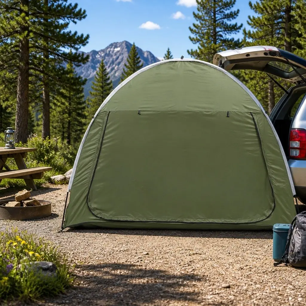Green Camping Tent for SUVs and Hatchbacks