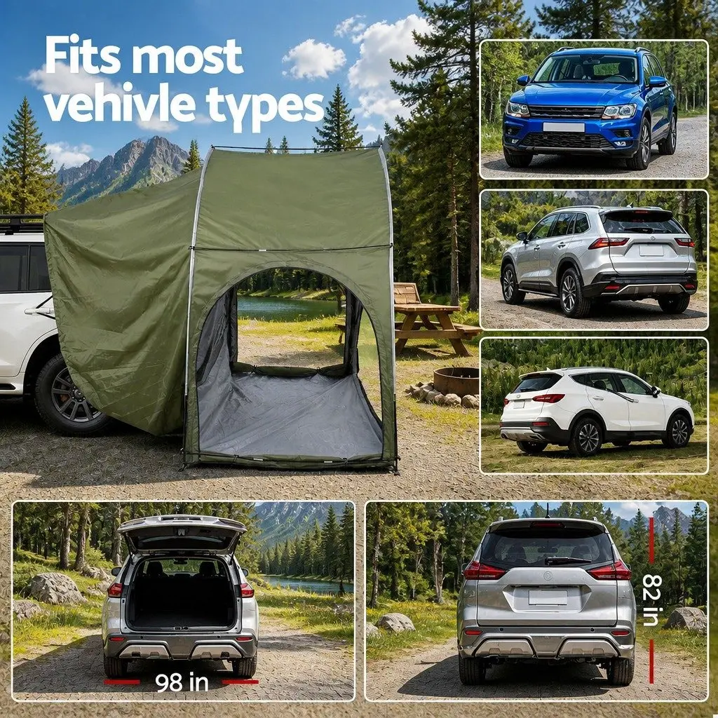 Green Camping Tent for SUVs and Hatchbacks