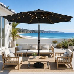 Reliable Black Patio Umbrella with LED Lights