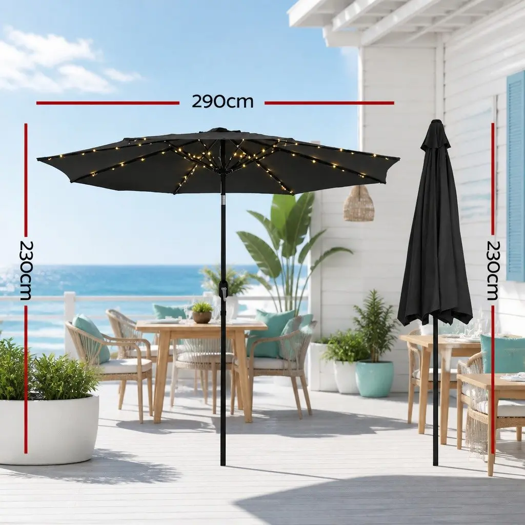 Outdoor Umbrella LED String Lights 2.9m Tilt Black Patio Garden