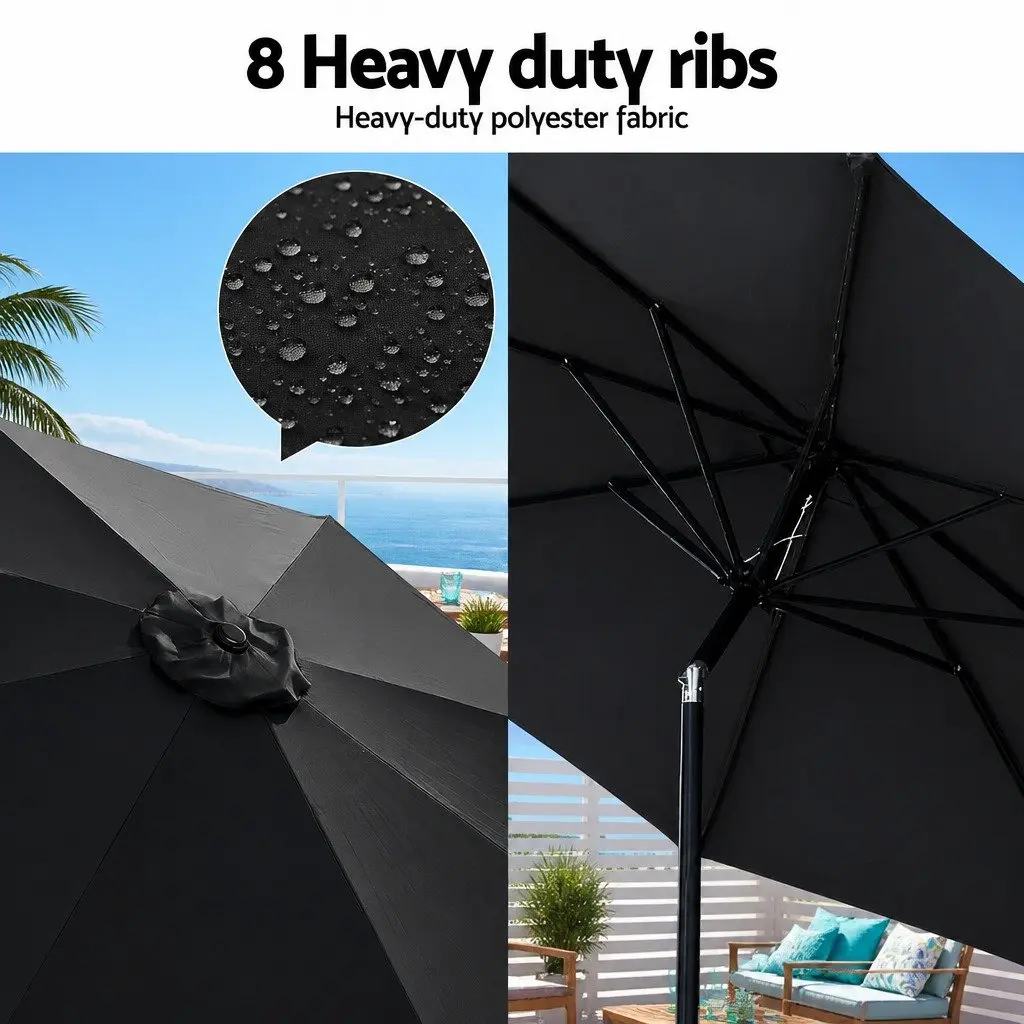 Outdoor Umbrella LED String Lights 2.9m Tilt Black Patio Garden