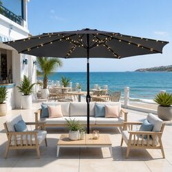 Reliable Charcoal Outdoor Market Umbrella with Lights