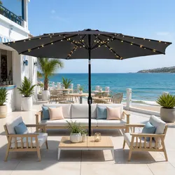 Reliable Charcoal Outdoor Market Umbrella with Lights