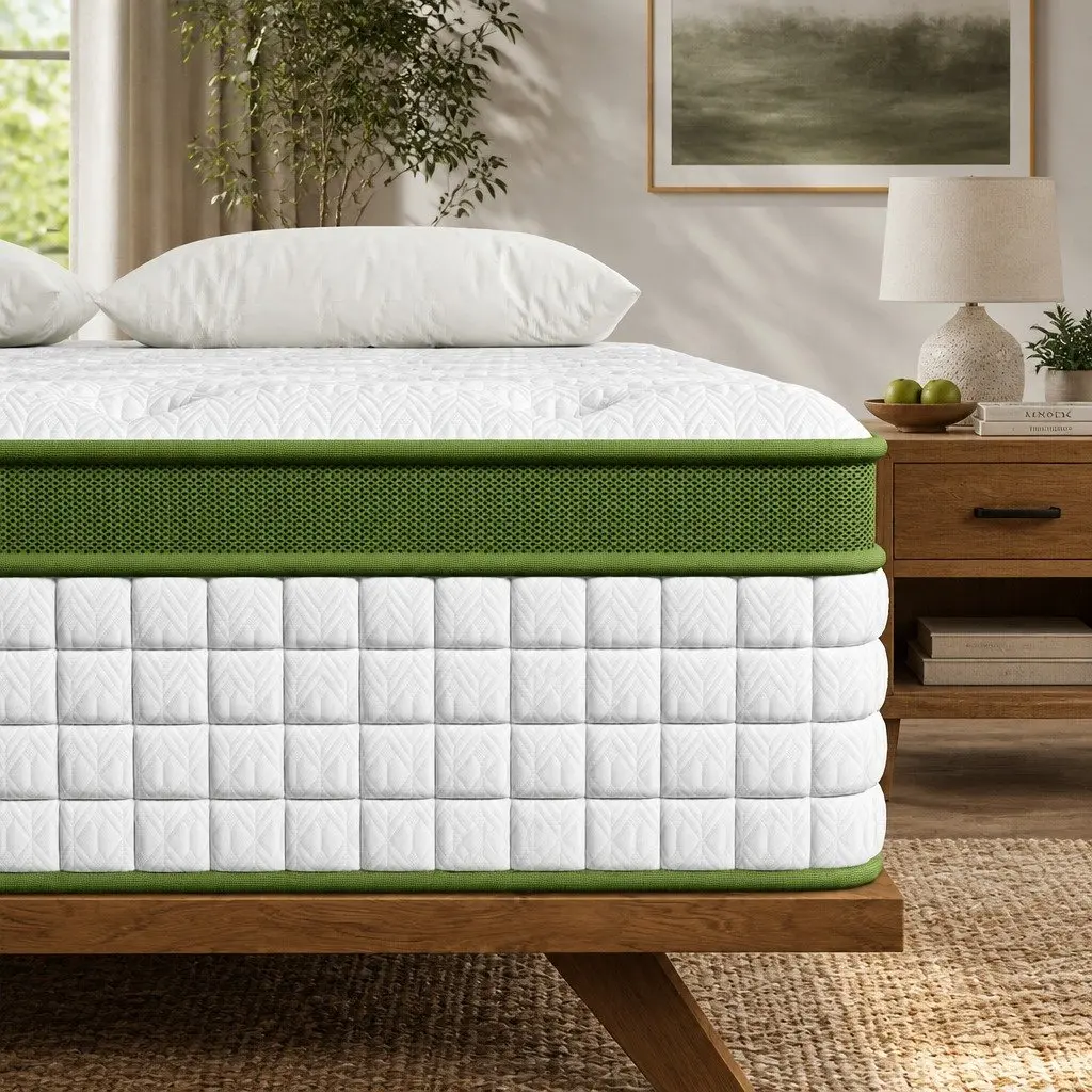 Double Mattress Hybrid 30cm Medium Firm Gel Memory Foam and Pocket Spring with 5 Zone Support White
