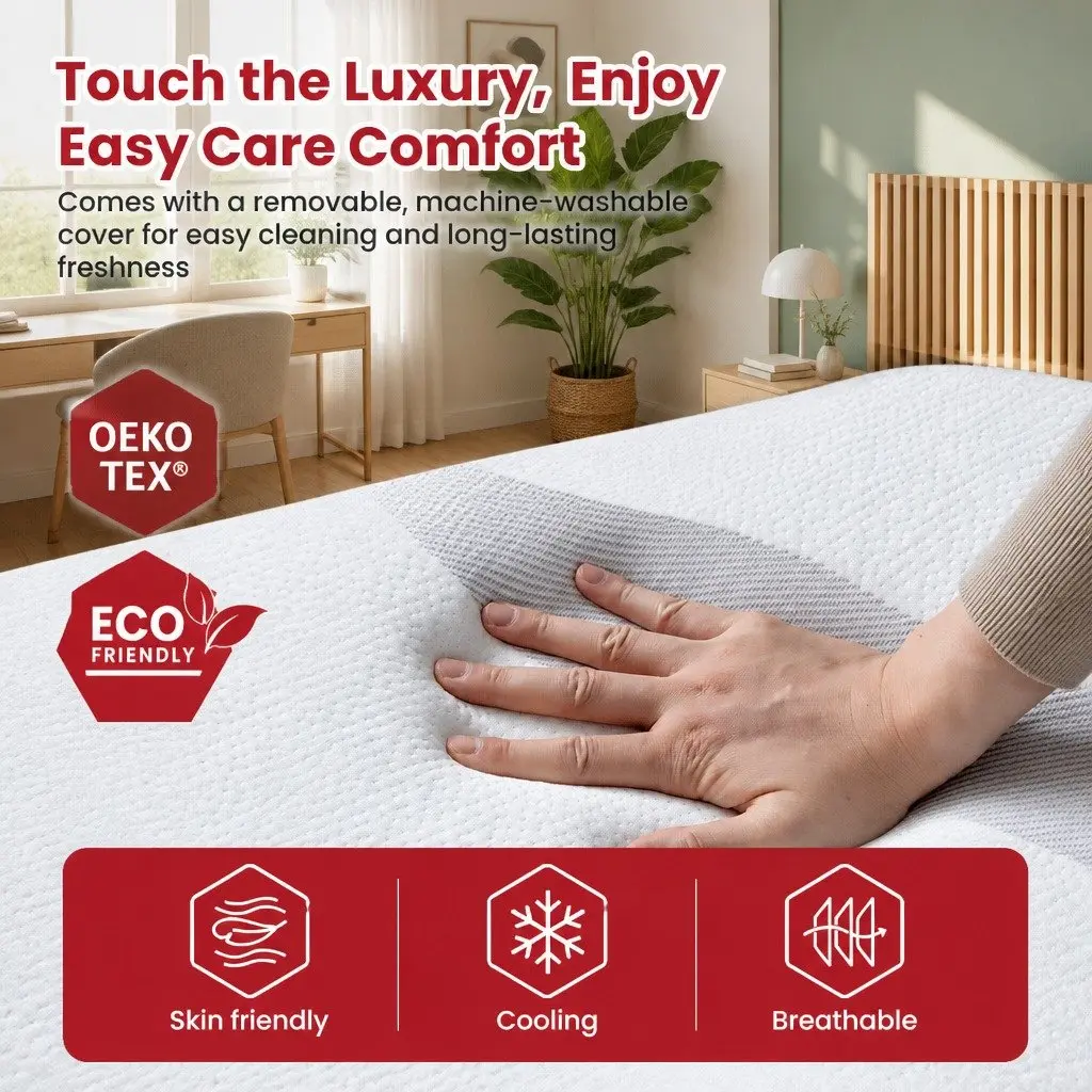King Single Mattress Gel Memory Foam 20cm Dual-Sided Medium Soft Firm White