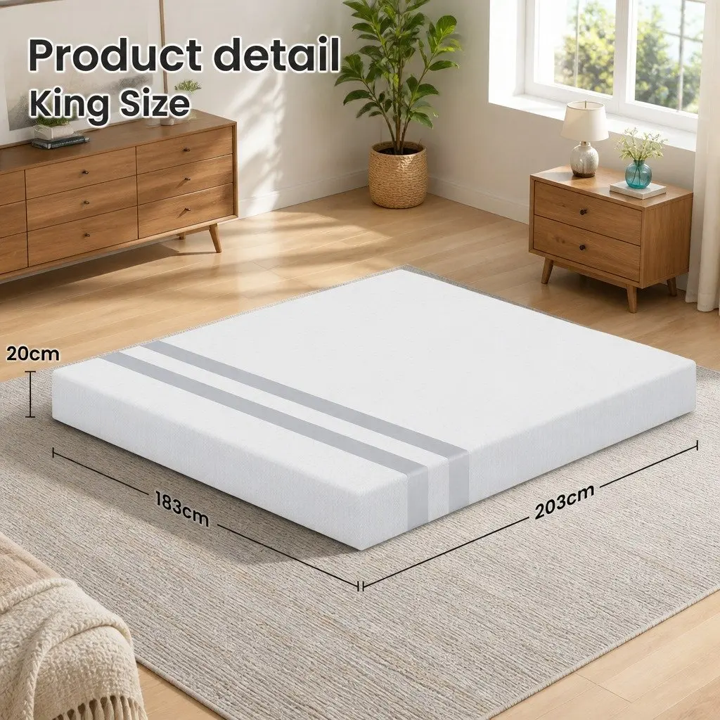 King Size Memory Foam Mattress Medium Soft 20cm Gel Infused White Reversible