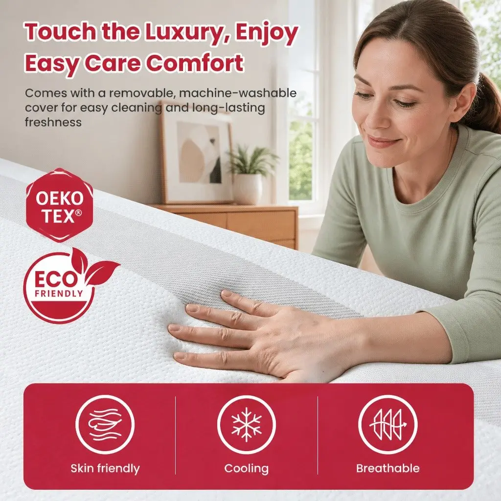 Queen Memory Foam Mattress Medium Soft 20cm Reversible Gel White