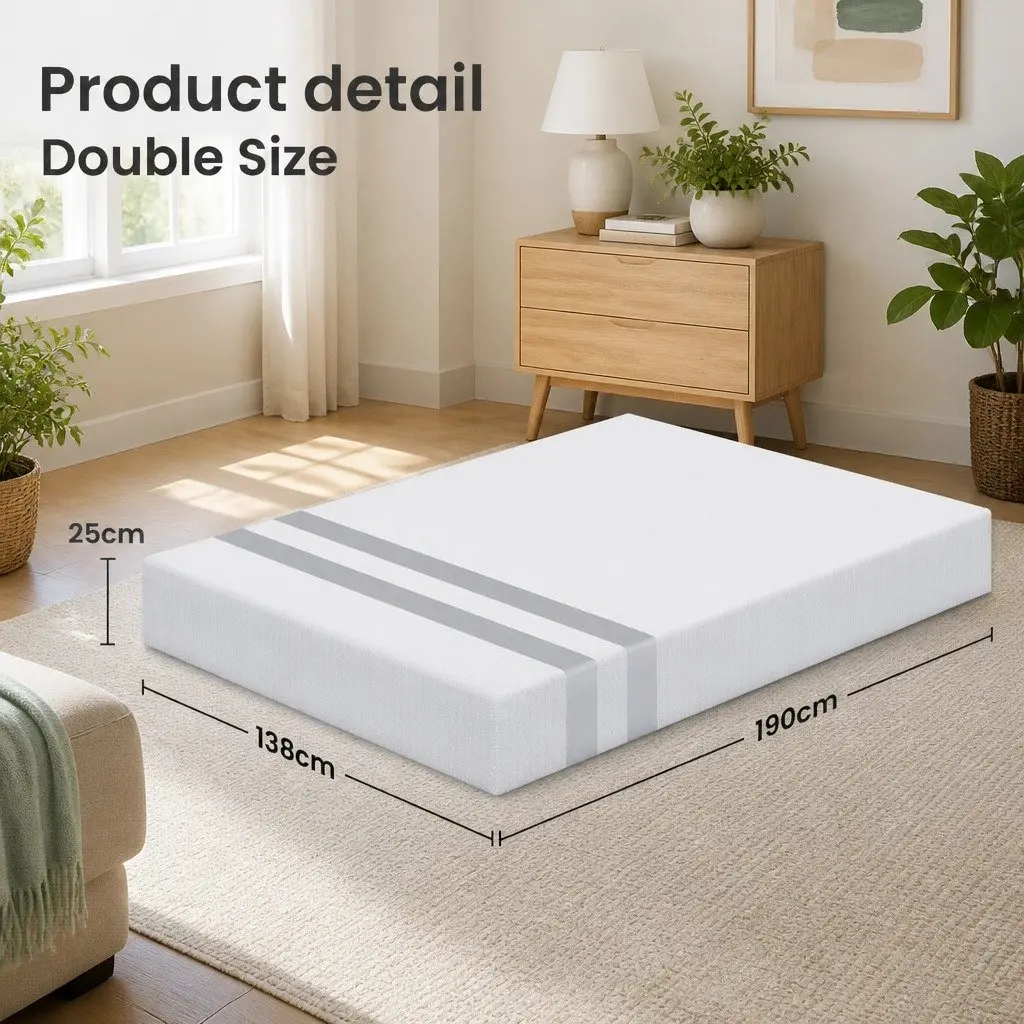 Double Mattress Memory Foam Medium Firm 25cm Reversible White