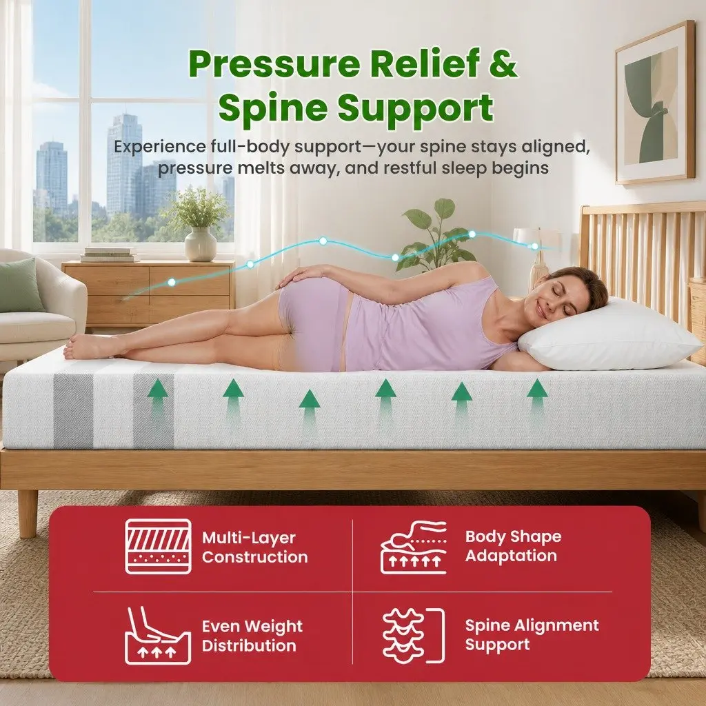 King Single Mattress Reversible Memory Foam 25cm Gel-Infused Medium Firm