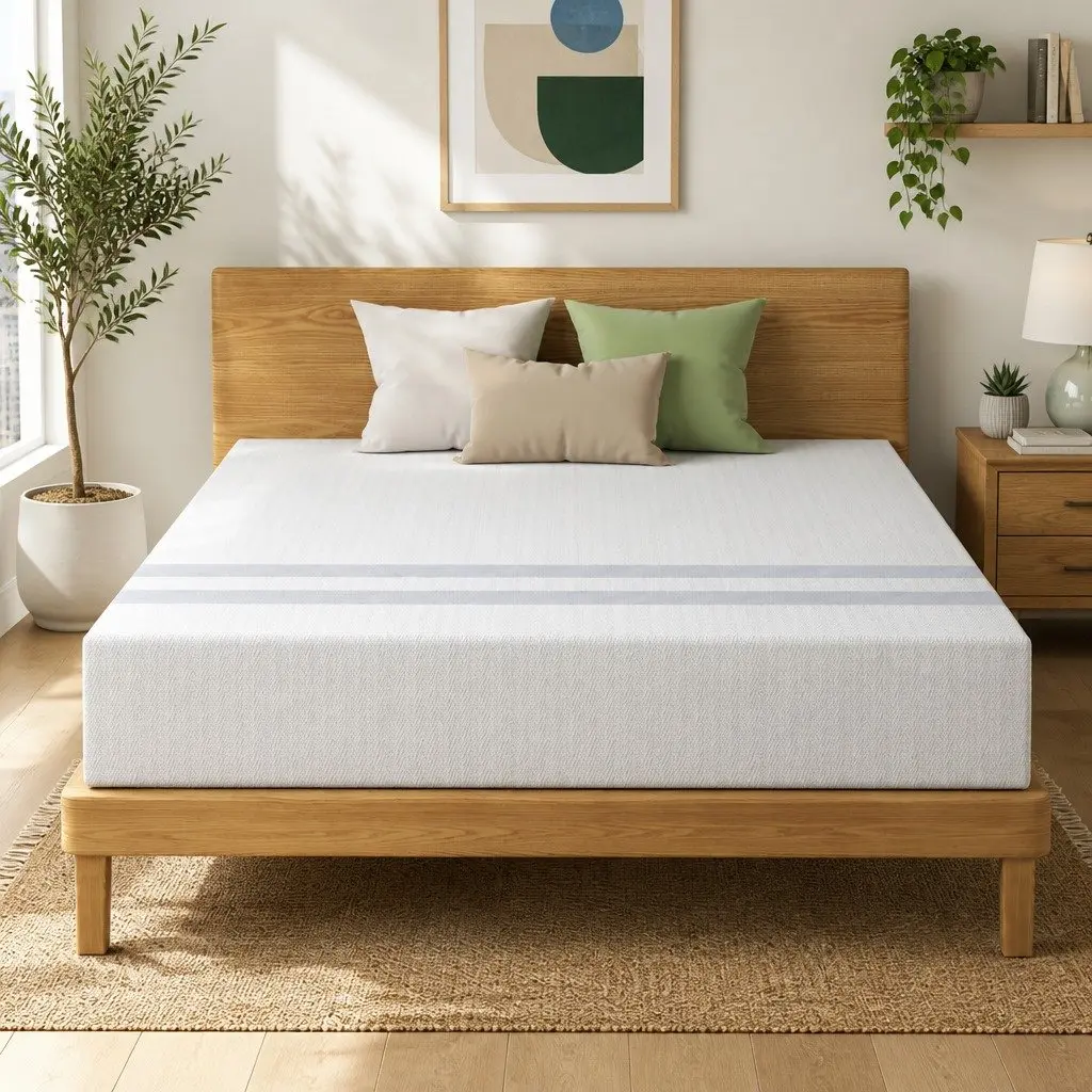 Queen Memory Foam Mattress Medium Firmness 25cm Reversible Gel-Infused White