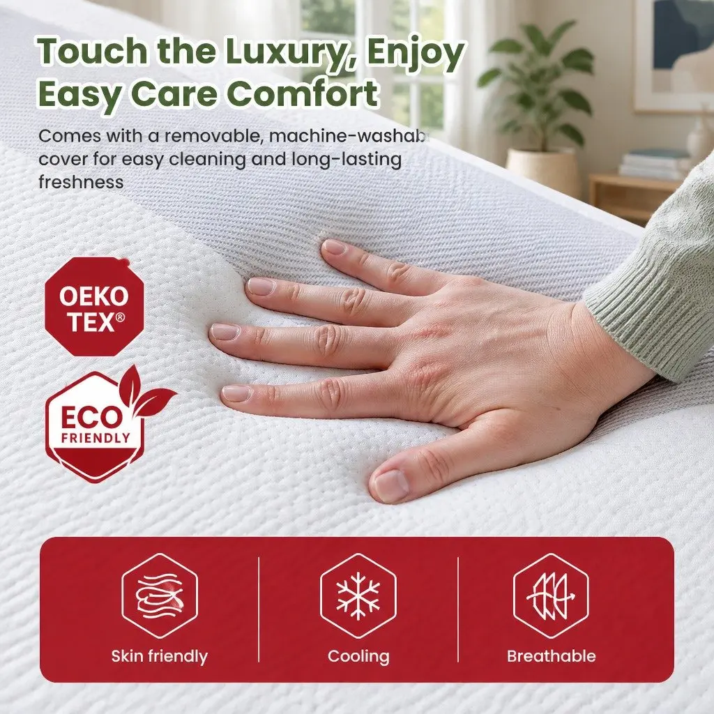 Queen Memory Foam Mattress Medium Firmness 25cm Reversible Gel-Infused White