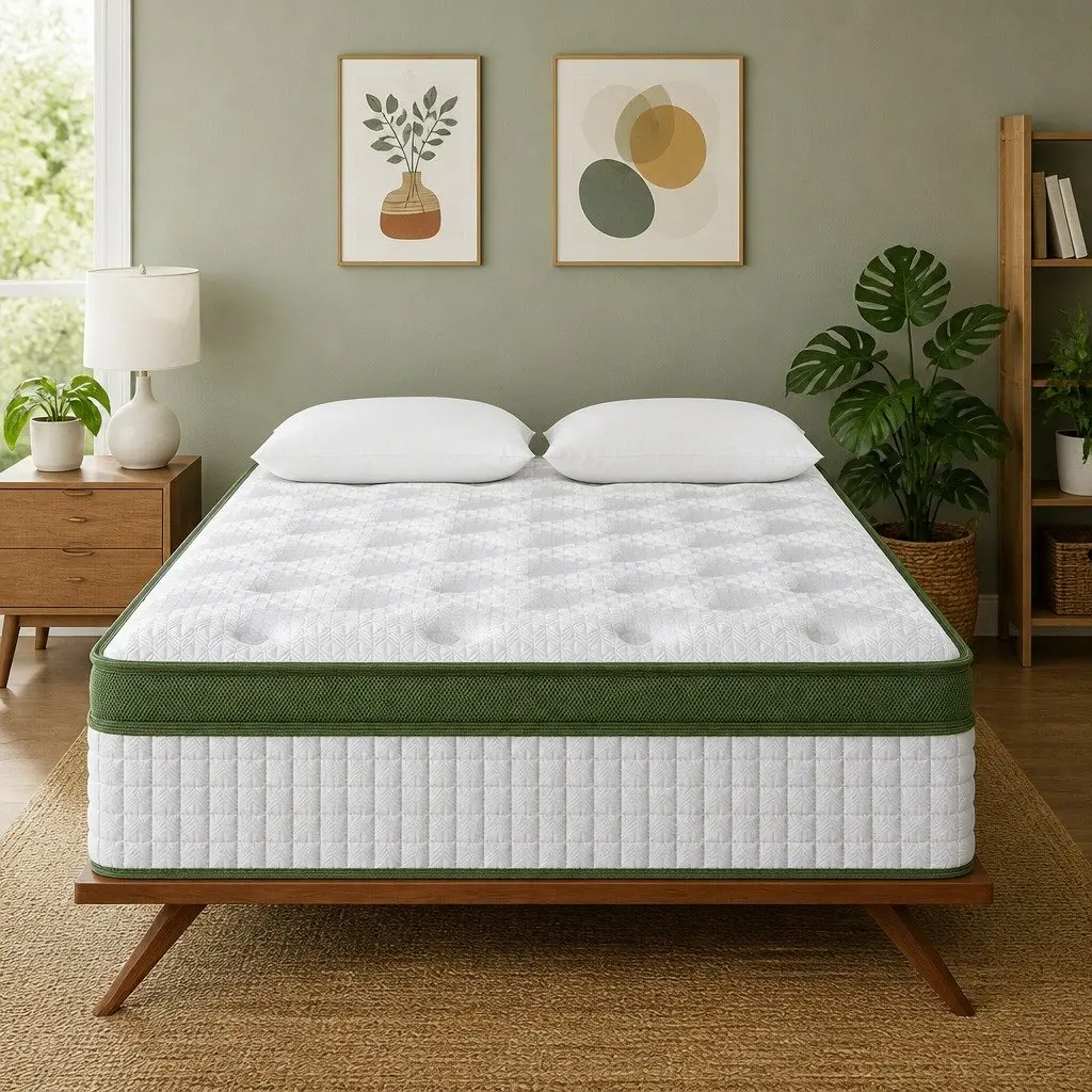 King Single Mattress Medium Firm 34cm Latex Hybrid 5 Zone Pocket Spring White