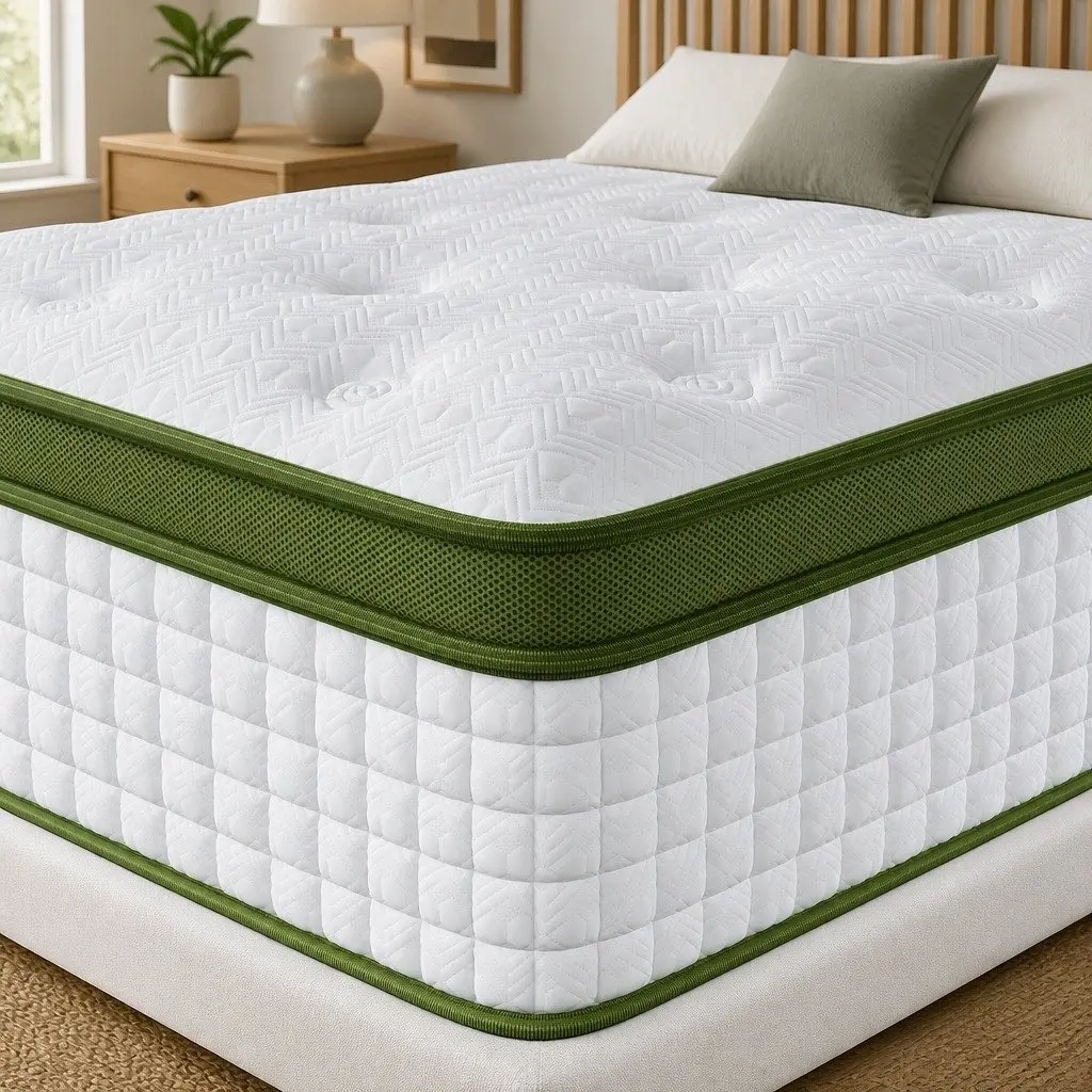 King Size Latex Hybrid Mattress Medium Firm 34cm 5 Zone Pocket Spring White
