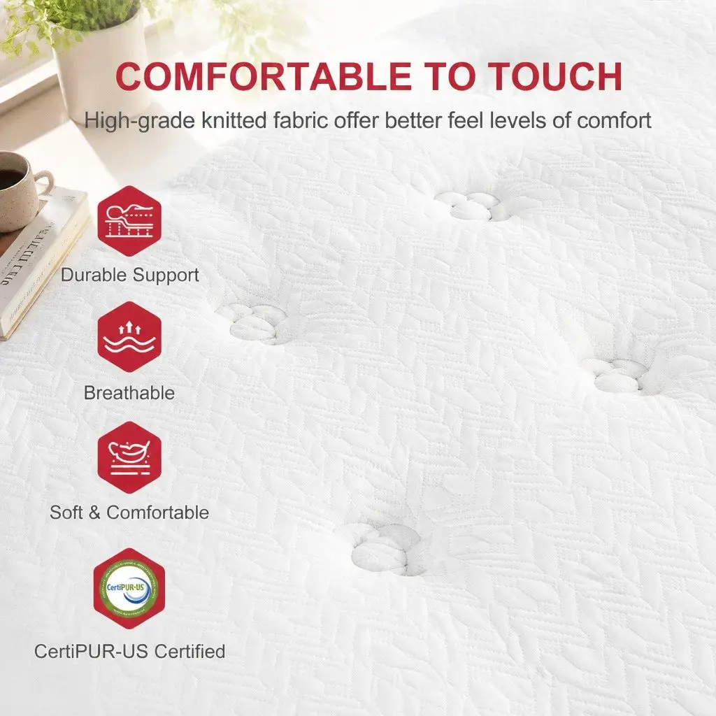 Queen Latex Hybrid Mattress 34cm Medium Firm 5 Zone Pocket Spring Bed Pressure