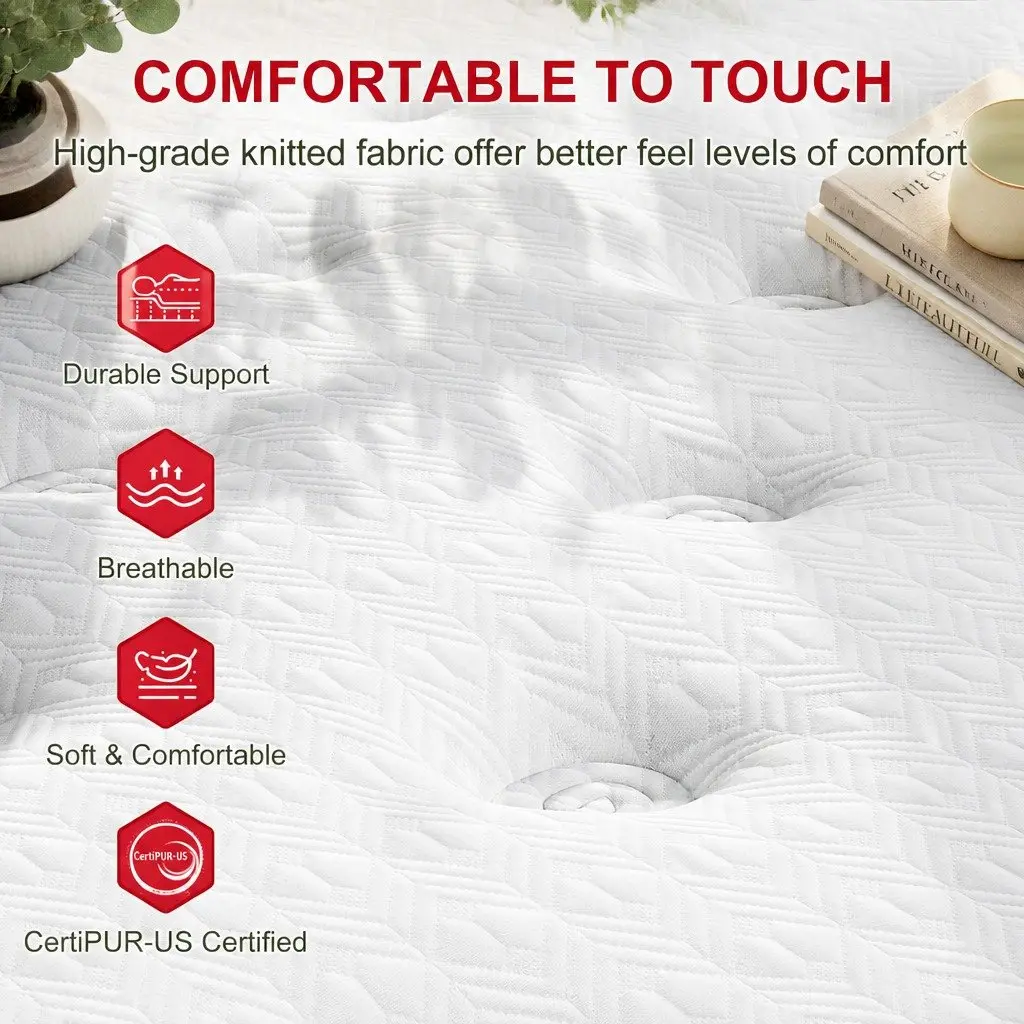 Single Mattress Latex Hybrid 34cm Medium Firm White
