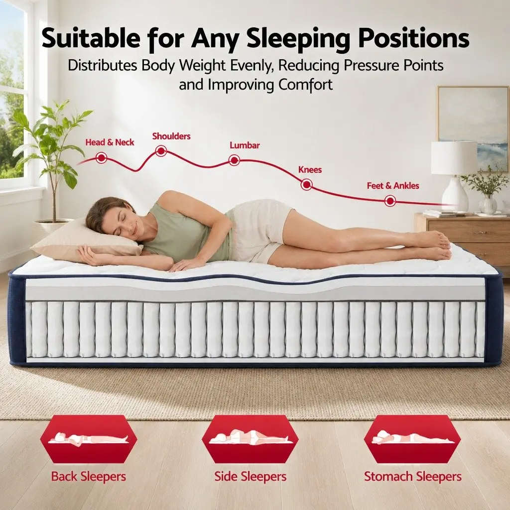 King Single Mattress 26cm Pocket Spring Firm Orthopedic Pressure Relief Home