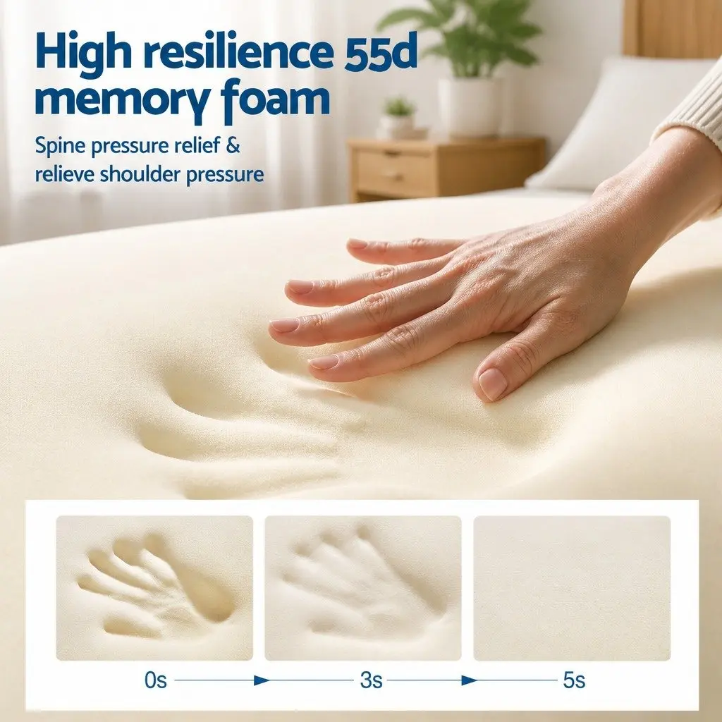 Memory Foam Pillow Ergonomic Neck Support Side Sleeper Dual-Sided Cooling 65x40x14cm White or Grey