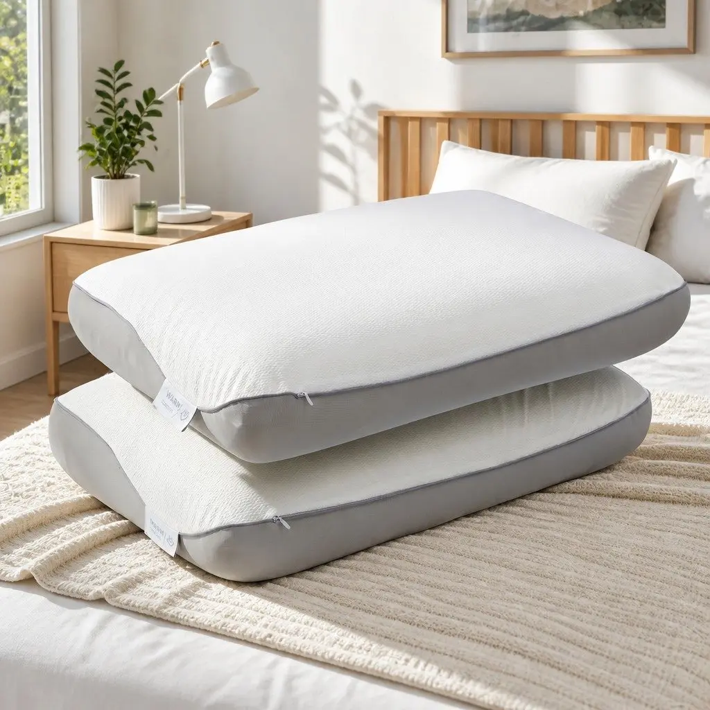 Memory Foam Pillow Ergonomic Neck Support Side Sleeper Dual-Sided Cooling 65x40x14cm White or Grey