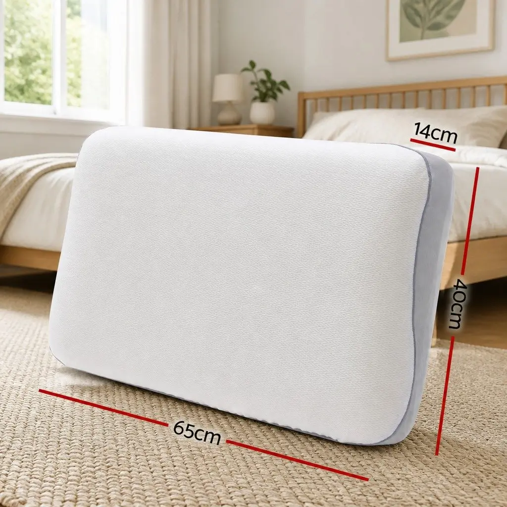 Memory Foam Pillow Ergonomic Neck Support Side Sleeper Dual-Sided Cooling 65x40x14cm White or Grey
