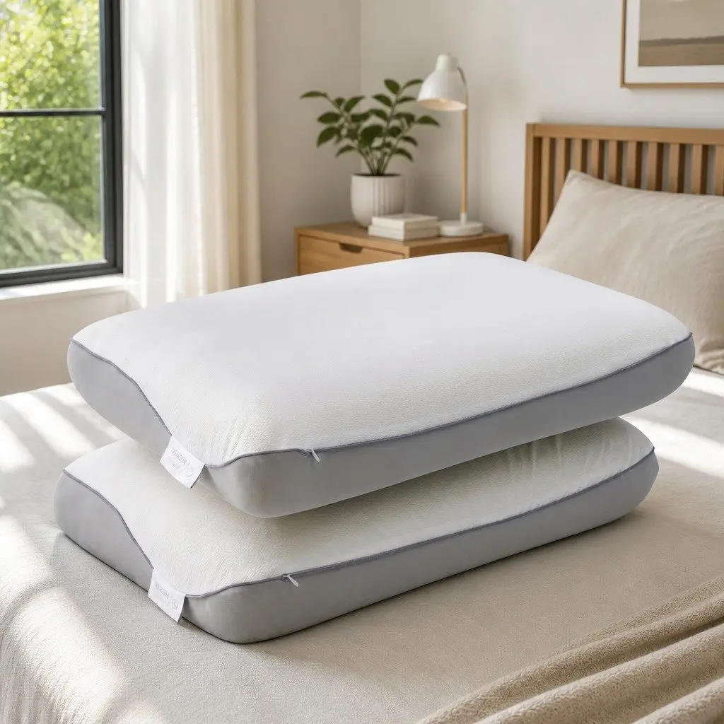 Memory Foam Pillow Ergonomic Neck Support Side Sleeper Dual-Sided Cooling 65x40x14cm White or Grey