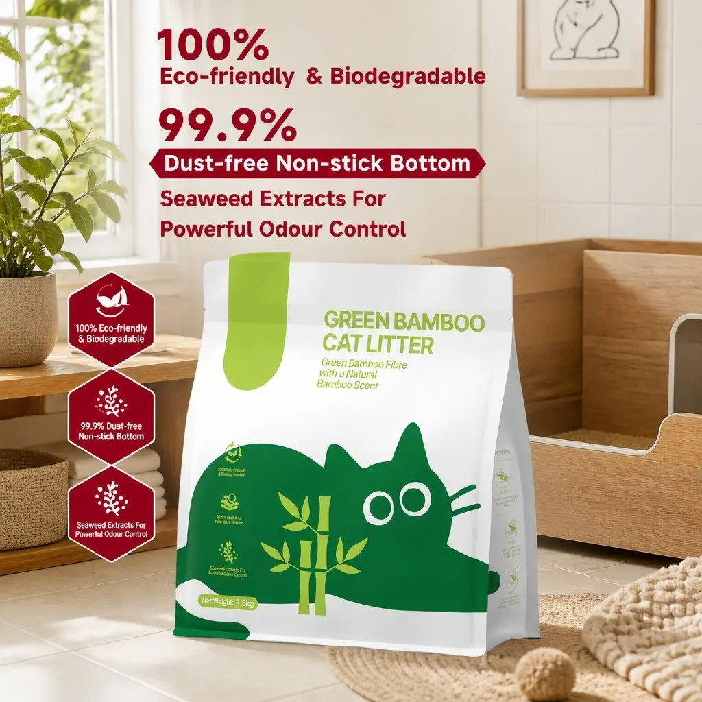Bamboo Clumping Cat Litter Dust Free Natural Odour Control 7.5kg 3 Pack Flusable