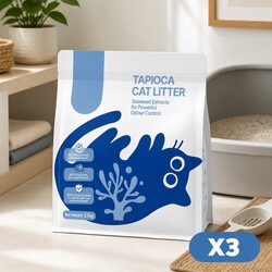 Tapioca Clumping Cat Litter 7.5kg 3 Pack Dust Free Multi-Cat Odour Control Easy
