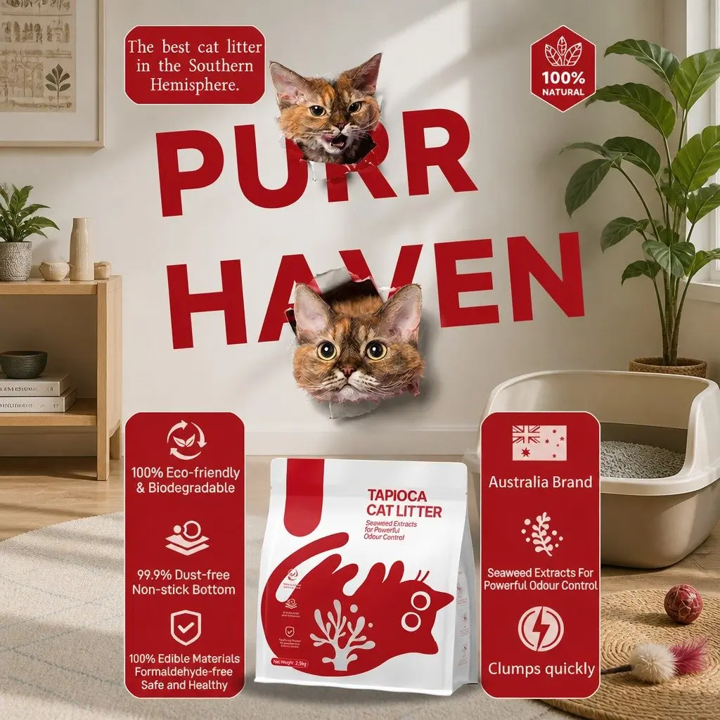 Tapioca Clumping Cat Litter 15kg 6 Pack Dust Free Natural Flusable Odour Control