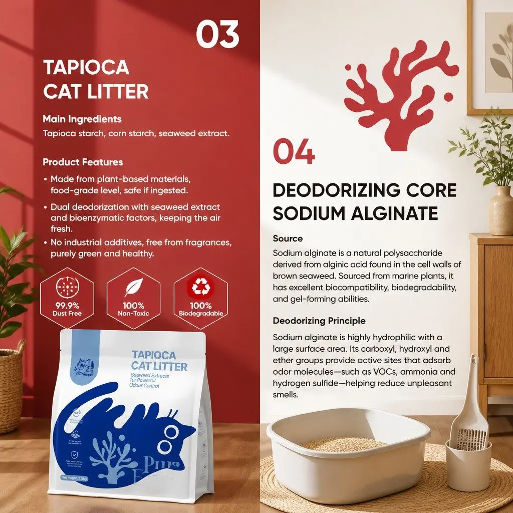 Tapioca Clumping Cat Litter 15kg 6 Pack Dust Free Natural Flusable Odour Control